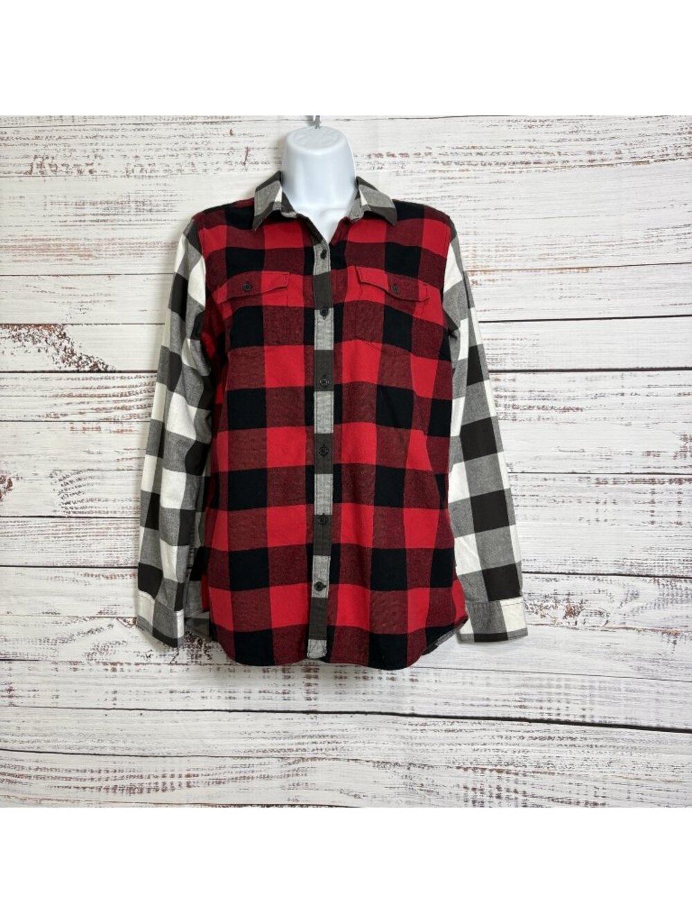 Eddie Bauer Red Black Buffalo Check Flannel Button Long Sleeve Shirt